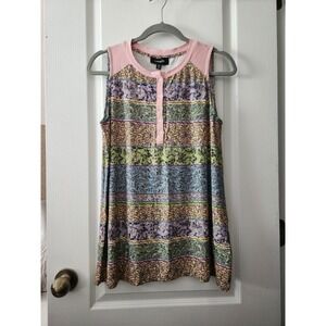 SYMMETRY Women's Sleeveless Floral Top Round Neck Pink Multicolor Rayon Size M‎